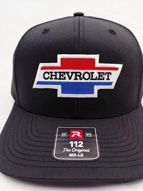 Chevrolet Black Trucker Hat with Red & Blue Logo